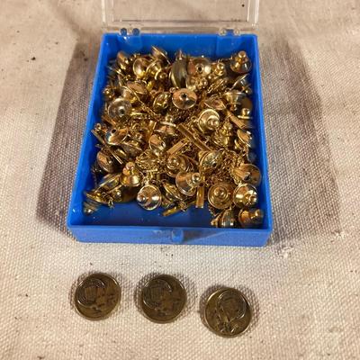 LOT 258: Vintagae Jewelry and Craft Finds - Charms, Gold Tone Corner Pieces, Pin / Tack Backs and More