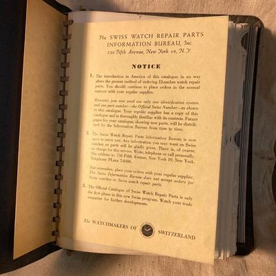 LOT 259: Vintage Official Catalogue of Swiss Watch Repair Parts Book, How to Replace Watch Batteries Book, Bulova Hands Catalog and...