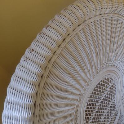 Vintage White Natural Wicker Throne Chair