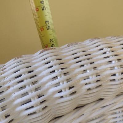 Vintage White Natural Wicker Throne Chair