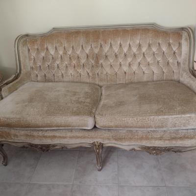 Vintage French Provincial Tufted Formal Sofa