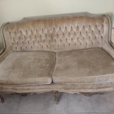 Vintage French Provincial Tufted Formal Sofa