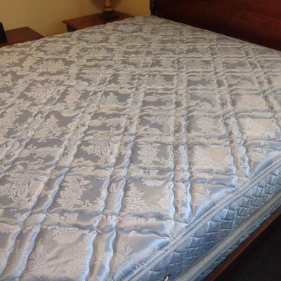 Vintage King Sized Turned Wood Four Post Bed with Mattress Set