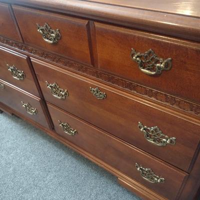 Mahogany Six Drawer Dresser with Mirror Open Home Collection by Stanley
