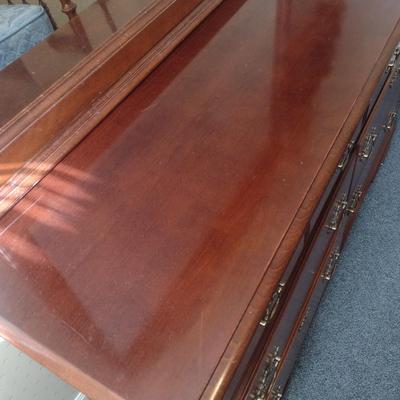 Mahogany Six Drawer Dresser with Mirror Open Home Collection by Stanley