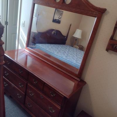 Mahogany Six Drawer Dresser with Mirror Open Home Collection by Stanley