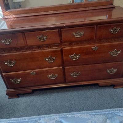 Mahogany Six Drawer Dresser with Mirror Open Home Collection by Stanley
