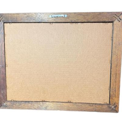 Sale Photo Thumbnail #205: This colors on this piece remain vibrant. The vintage frame is complete. Measurement: 19" x 15". [SM]