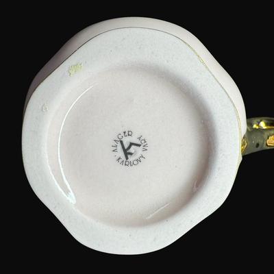 Sale Photo Thumbnail #222: Includes H&C, Karlovy Vary Alager pink with gold accents, and more. Total of 14 pieces. Age related wear. [RE]