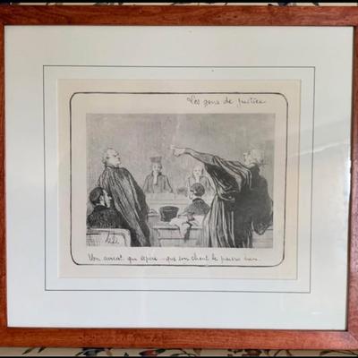 Set of 3 Framed Honoré Daumier Lithographs-Les Gens de Justice (Museum Quality,Great for Law Office)