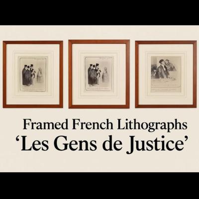Set of 3 Framed Honoré Daumier Lithographs-Les Gens de Justice (Museum Quality,Great for Law Office)