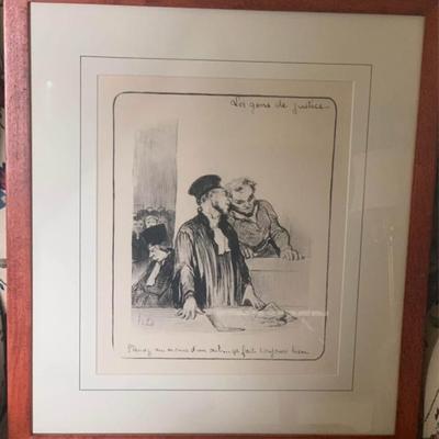 Set of 3 Framed Honoré Daumier Lithographs-Les Gens de Justice (Museum Quality,Great for Law Office)