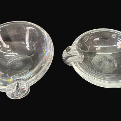 Sale Photo Thumbnail #246: Two pieces. These are great examples of Steuben mid-century ashtrays. Each is signed. Measurement: 5"L (each). [CS]