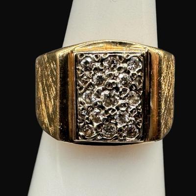 Sale Photo Thumbnail #253: **WIRE TRANSFER IS REQUIRED IF SHIPPED.** [7.96g] This vintage piece features 13 brilliant cut diamonds set in a white gold filigree background. Ring size is 4.75. **ALL PRECIOUS METALS SALES ARE FINAL. NO REFUNDS WILL BE GIVEN FOR ANY REASON.** [KB]