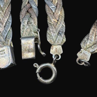 Sale Photo Thumbnail #264: **WIRE TRANSFER IS REQUIRED IF SHIPPED.** [23.16g] This ensemble features a bi-color herringbone style necklace with matching bracelet. Marked “925, Italy.” The necklace is 18"L, and the bracelet is 6.5"L. **ALL PRECIOUS METALS SALES ARE FINAL. NO REF