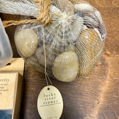 Sale Photo Thumbnail #269: Lot of polished rocks: bag of River Rocks, box of river rocks, small package of polished