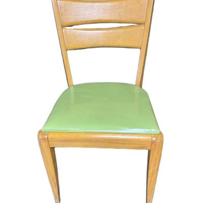 Sale Photo Thumbnail #279: Cat's eye maple dining chair by Heywood Wakefield. Green seat cover. Measurement: 33"H x 17"W. [CS]