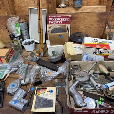 Sale Photo Thumbnail #6: Hand tools, vintage, chairs, hardware, woodworking, planes, files, drill bits, hand drills, gas cans, etc.