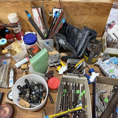 Sale Photo Thumbnail #9: Hand tools, vintage, chairs, hardware, woodworking, planes, files, drill bits, hand drills, gas cans, etc.