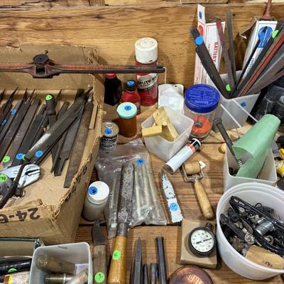 Sale Photo Thumbnail #8: Hand tools, vintage, chairs, hardware, woodworking, planes, files, drill bits, hand drills, gas cans, etc.