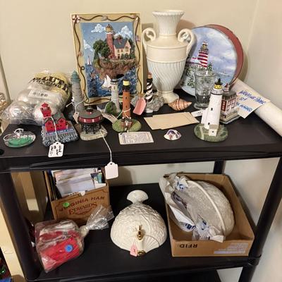 Sale Photo Thumbnail #20: Christmas decor, red upholstered Santa chair, storage, nautical decor
****Table, table cloth, plastic shelves, plastic shoe boxes, floor lamp not included)****