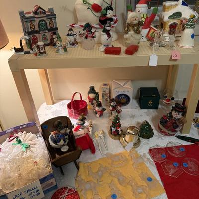 Sale Photo Thumbnail #25: Christmas decor, red upholstered Santa chair, storage, nautical decor
****Table, table cloth, plastic shelves, plastic shoe boxes, floor lamp not included)****