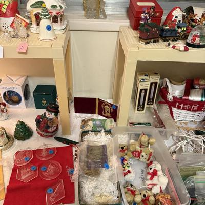 Sale Photo Thumbnail #24: Christmas decor, red upholstered Santa chair, storage, nautical decor
****Table, table cloth, plastic shelves, plastic shoe boxes, floor lamp not included)****