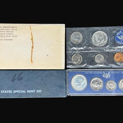 Sale Photo Thumbnail #314: Includes a 1965 Special Mint Set, and a 1966 Special Mint set. Total of two sets. The half dollars are 40% silver. [SP]