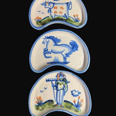 Sale Photo Thumbnail #329: Includes a serving bowl, salad plates, salt and pepper, and a mug. Total of seven pieces. Country couple and other country scenes. [CS]