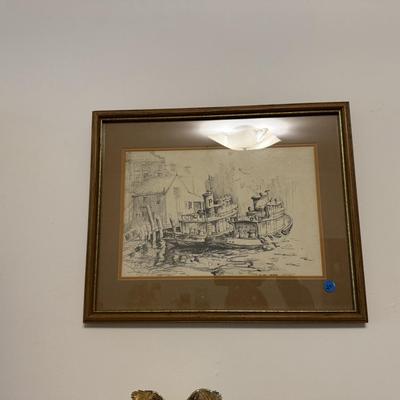 Sale Photo Thumbnail #70: 2 dressers, vintage men’s clothing, Avon, original art, wooden hangers, milk glass, dresser top items, books, etc