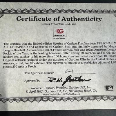Carlton Fisk Autographed Figurine 521/1972