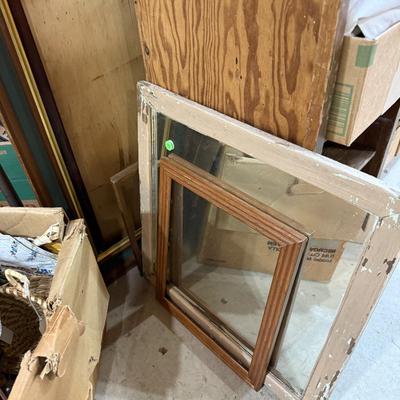 Sale Photo Thumbnail #76: Records, Baskets, frames, vases, Pottery coffee Table, mirror, Upholstery supplies, cabinet, and more.
****DOES NOT INCLUDE: wooden table, card table, blue crate****