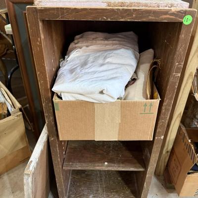 Sale Photo Thumbnail #77: Records, Baskets, frames, vases, Pottery coffee Table, mirror, Upholstery supplies, cabinet, and more.
****DOES NOT INCLUDE: wooden table, card table, blue crate****
