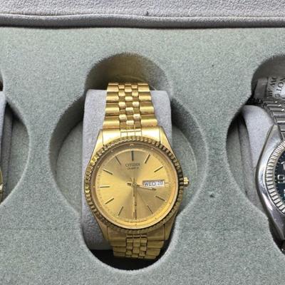 Sale Photo Thumbnail #340: Includes Seiko, Citizen, Wilson, and more. Total of six watches. Also includes box. Age related wear. Not tested. [JP]