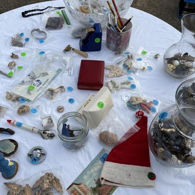 Sale Photo Thumbnail #86: Costume jewelry, watches, advertising pens, collectibles, vases of jewelry,
DOES NOT INCLUDE: table or tablecloth