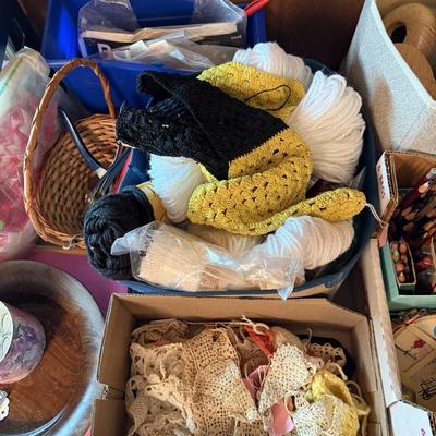 Sale Photo Thumbnail #93: Embroidery, cross stitch, crafts, books, patterns, supplies & embroidery stand
DOES NOT INCLUDE TABLE, PURPLE CRATE