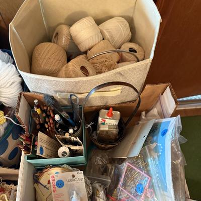 Sale Photo Thumbnail #92: Embroidery, cross stitch, crafts, books, patterns, supplies & embroidery stand
DOES NOT INCLUDE TABLE, PURPLE CRATE