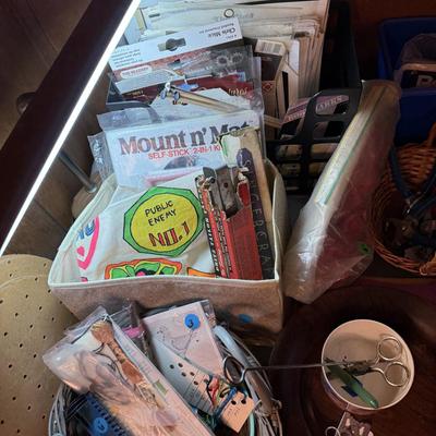 Sale Photo Thumbnail #94: Embroidery, cross stitch, crafts, books, patterns, supplies & embroidery stand
DOES NOT INCLUDE TABLE, PURPLE CRATE