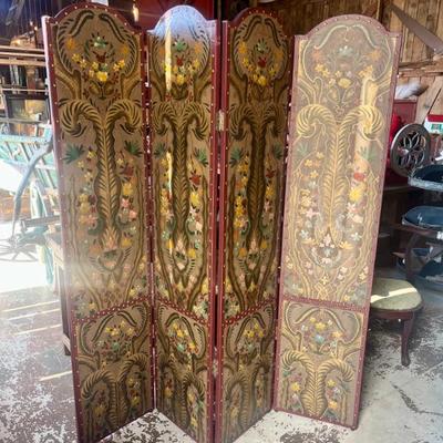 Sale Photo Thumbnail #5: Antique Asian Hand Painted Screen