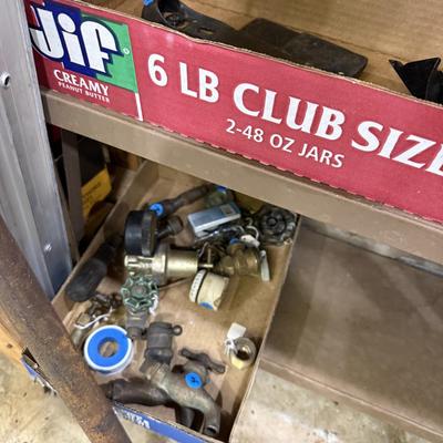 Sale Photo Thumbnail #115: Garage 1: hand tools, hardware supplies, car stuff, electrical, plumbing, cooking, metal shelving, gas ruler, & more
DOES NOT INCLUDE: wooden shelf, plastic sorter, some tin sorting cans