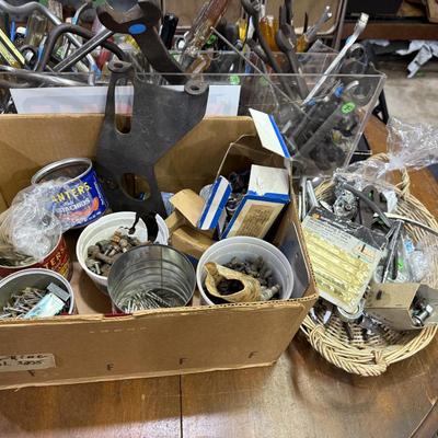 Sale Photo Thumbnail #107: Garage 1: hand tools, hardware supplies, car stuff, electrical, plumbing, cooking, metal shelving, gas ruler, & more
DOES NOT INCLUDE: wooden shelf, plastic sorter, some tin sorting cans