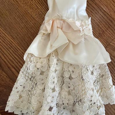 Vintage Satin and Lace Wedding Dress and Veil (HC-BC)