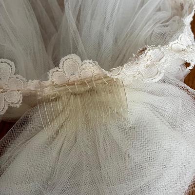 Vintage Satin and Lace Wedding Dress and Veil (HC-BC)