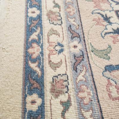 12' x 9' Wool Ivory and Blues Area Rug (DR-KD)