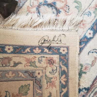 12' x 9' Wool Ivory and Blues Area Rug (DR-KD)