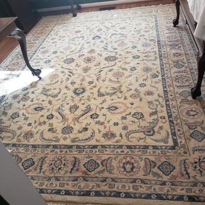 12' x 9' Wool Ivory and Blues Area Rug (DR-KD)