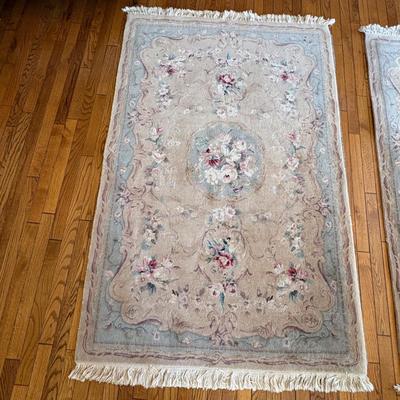 Two Floral Aubusson Rugs (LR-SF)