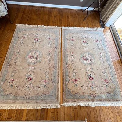 Two Floral Aubusson Rugs (LR-SF)