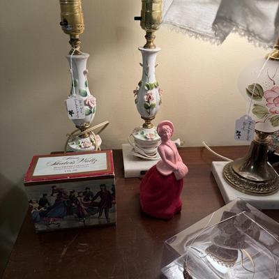 Sale Photo Thumbnail #141: Chest of drawers, lamps mirror, dresser top decor, 90 year old birthday tiara 
DOES NOT INCLUDE PLATE STAND