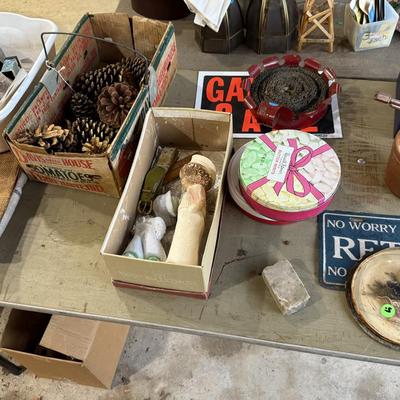 Sale Photo Thumbnail #146: 1st garage middle section
Records, China, coffee table, tow bar, cigar boxes, miscellaneous, toaster oven, card table
DOES NOT INCLUDE: Wooden tables,